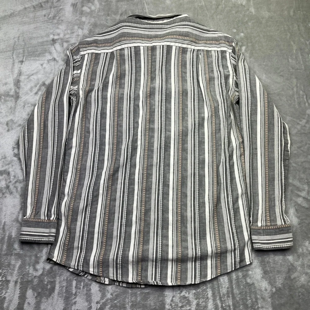 Lot of 2 Zanella Button-Up Shirt Plaid Striped‎ Long Sleeve Made in Italy L Boho